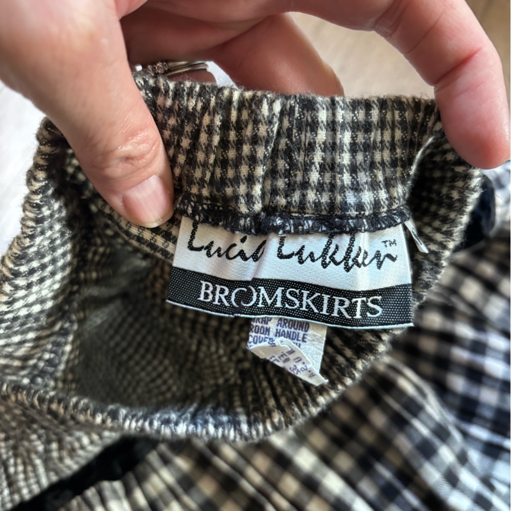 Vintage Lucia Lukken Broom Skirt Gingham Prarie Western Cottagecore Black Small - Picture 5 of 9